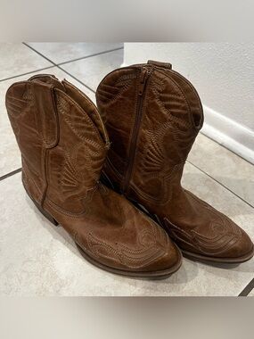Brown Leather Western Cowboy Boots